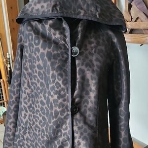 PORTRAIT Leopard Print Black Reversible Women's Coat Size PP